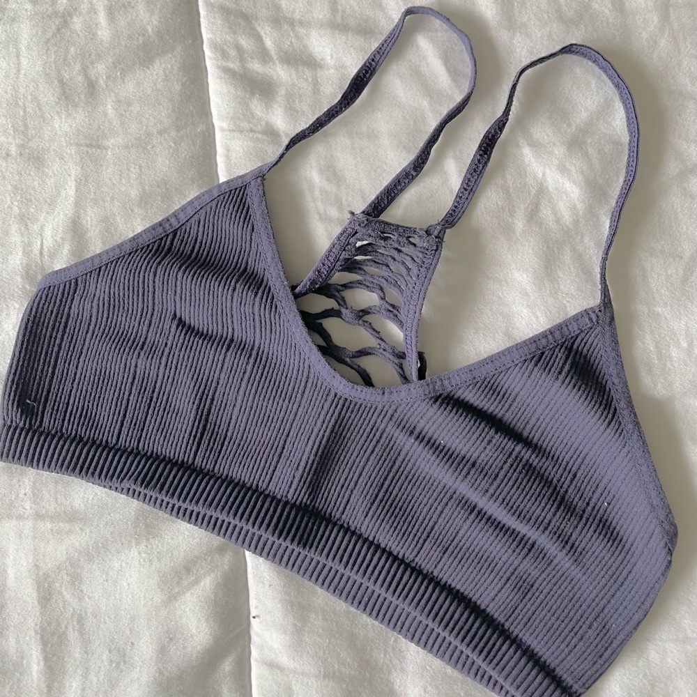 Free People navy blue ribbed bralette